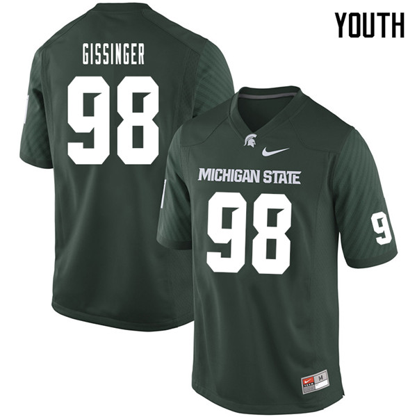 Youth #98 Parks Gissinger Michigan State Spartans College Football Jerseys Sale-Green